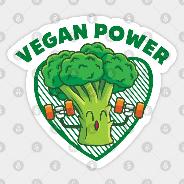 Vegan Power Broccoli Gym Green Vegetable Sticker by DMS DESIGN